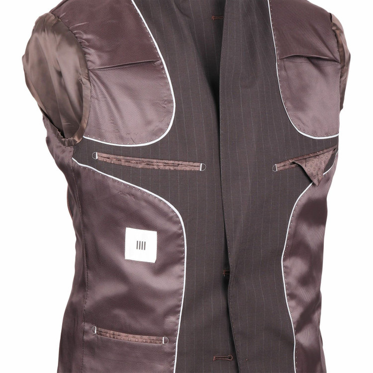 スーツセレクト 【WEB限定/OUTLET】【CLASSICO TAPERED】【春夏】2釦シングルスーツ 1タック/ブラウン×ストライプ/ウォシャブル ブラウン系(茶)