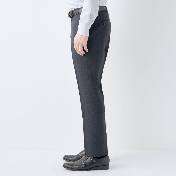 ブラックライン 【KSW】【春夏】0タックパンツ/ネイビー×チェック/※裾上げ済仕様 紺中間