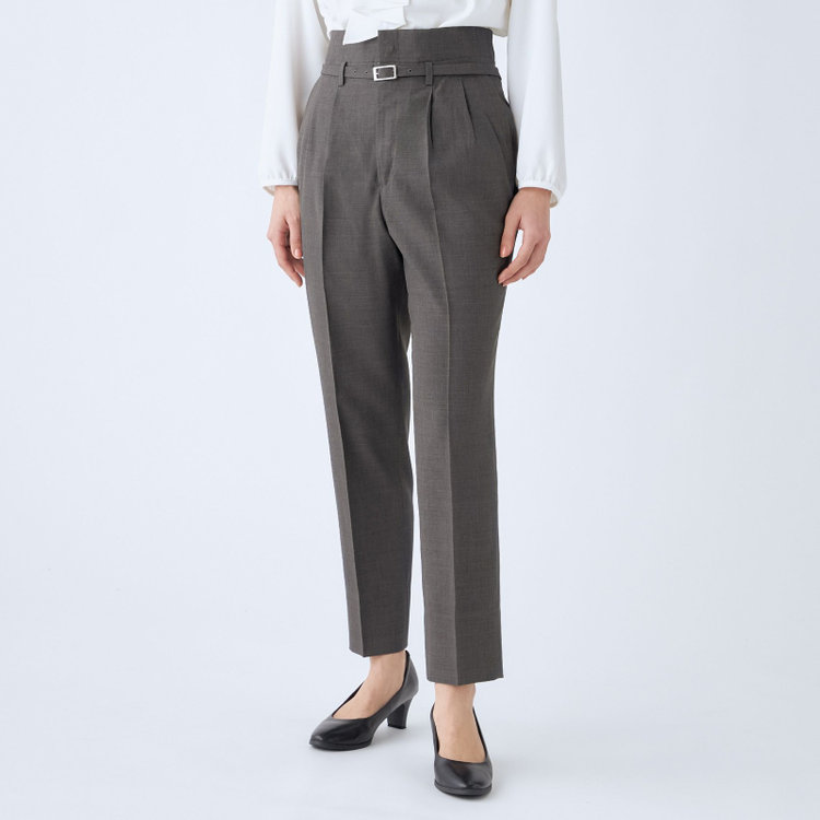 シルバーライン 【RELAX TAPERED】【年間】ノーカラー 2釦1掛け/ダブルパンツスーツ/グレー/ウエスト内側アジャスター/ウォッシャブル/Naturemier/※パンツ裾上げ済仕様 グレー濃色