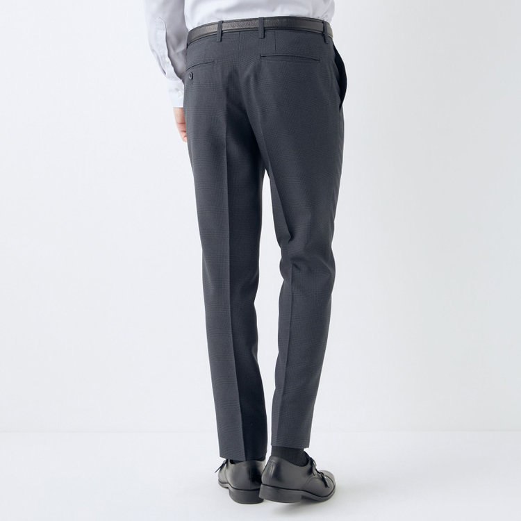 ブラックライン 【KSW】【春夏】0タックパンツ/ネイビー×チェック/※裾上げ済仕様 紺中間