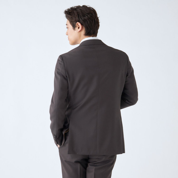 シルバーライン 【発送在庫あり】【CLASSICO TAPERED】【春夏】3釦段返りシングルスーツ 2タック/ブラウン×シャドーストライプ/パッチポケット/ウエストムーブ仕様/MARZOTTO/※パンツ裾直し必要 茶濃色