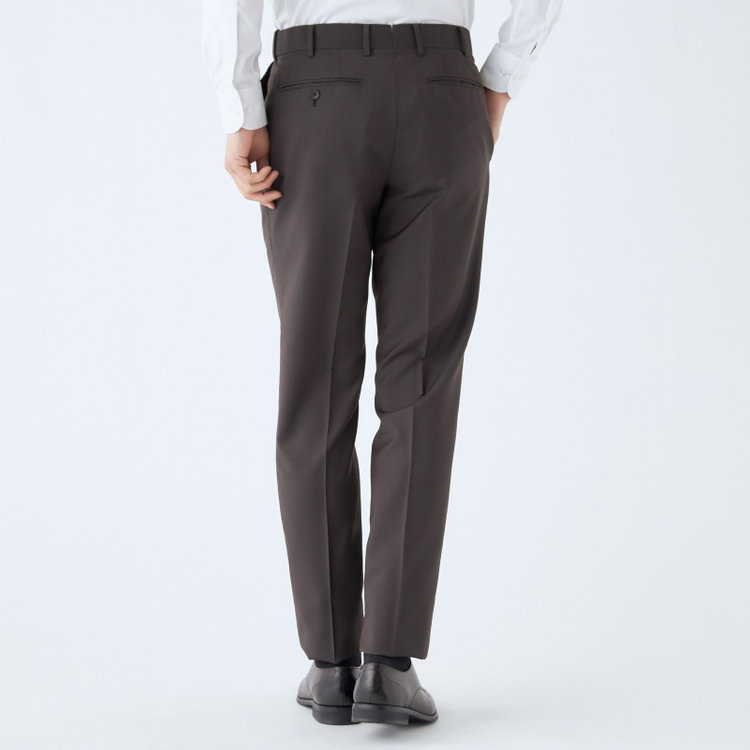 シルバーライン 【発送在庫あり】【CLASSICO TAPERED】【春夏】3釦段返りシングルスーツ 2タック/ブラウン×シャドーストライプ/パッチポケット/ウエストムーブ仕様/MARZOTTO/※パンツ裾直し必要 茶濃色