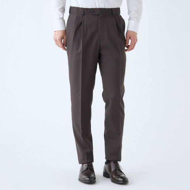 シルバーライン 【発送在庫あり】【CLASSICO TAPERED】【春夏】3釦段返りシングルスーツ 2タック/ブラウン×シャドーストライプ/パッチポケット/ウエストムーブ仕様/MARZOTTO/※パンツ裾直し必要 茶濃色