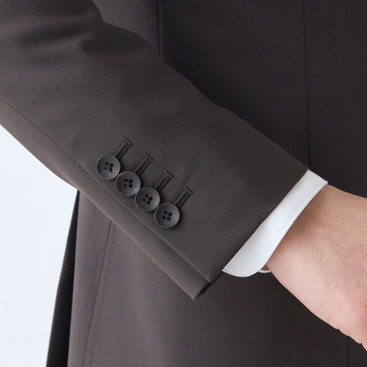 シルバーライン 【発送在庫あり】【CLASSICO TAPERED】【春夏】3釦段返りシングルスーツ 2タック/ブラウン×シャドーストライプ/パッチポケット/ウエストムーブ仕様/MARZOTTO/※パンツ裾直し必要 茶濃色