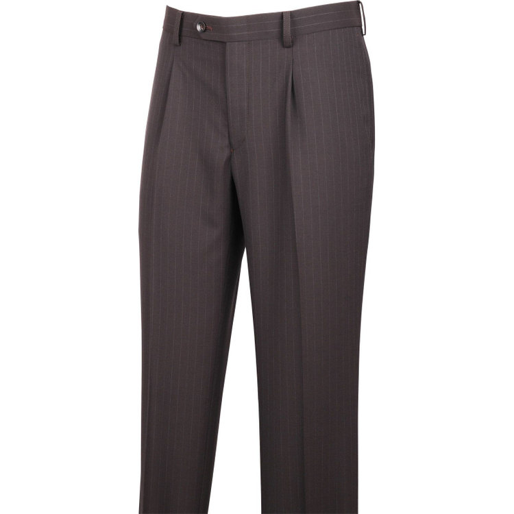 スーツセレクト 【WEB限定/OUTLET】【CLASSICO TAPERED】【春夏】2釦シングルスーツ 1タック/ブラウン×ストライプ/ウォシャブル ブラウン系(茶)