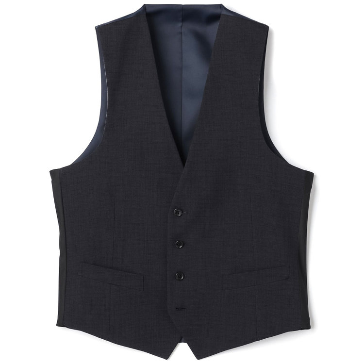 SLIM TAPERED】【春夏】ジレ(ベスト)/ネイビー×ウィンドペン/4S