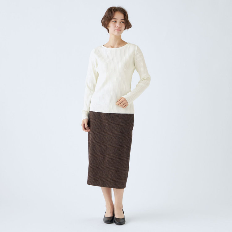 シルバーライン 【SL】【秋冬】 ボートネック ニットセーター/ホワイト/マシンウォッシャブル 白