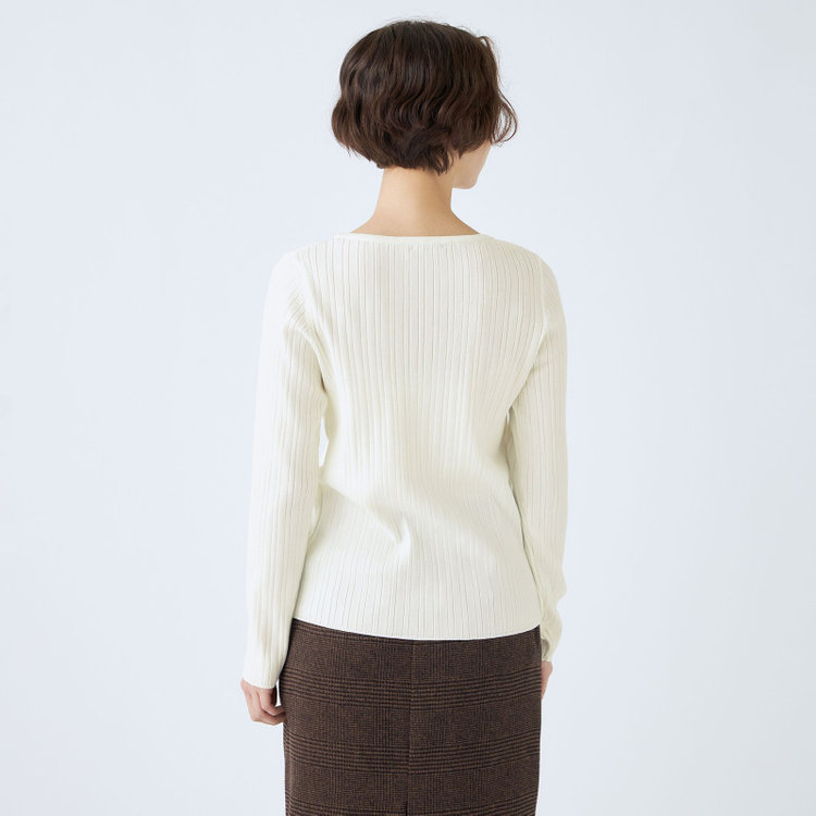 シルバーライン 【SL】【秋冬】 ボートネック ニットセーター/ホワイト/マシンウォッシャブル 白