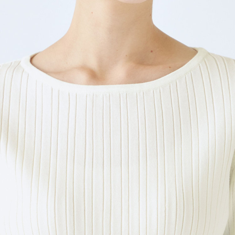 シルバーライン 【SL】【秋冬】 ボートネック ニットセーター/ホワイト/マシンウォッシャブル 白