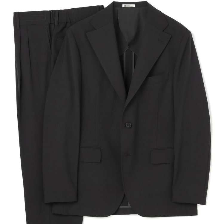 シルバーライン 【RBC】【春夏】3釦段返りシングルスーツ 2タック/ブラック/ドローコード&ウエストシャーリング/※パンツ裾上げ済仕様 黒