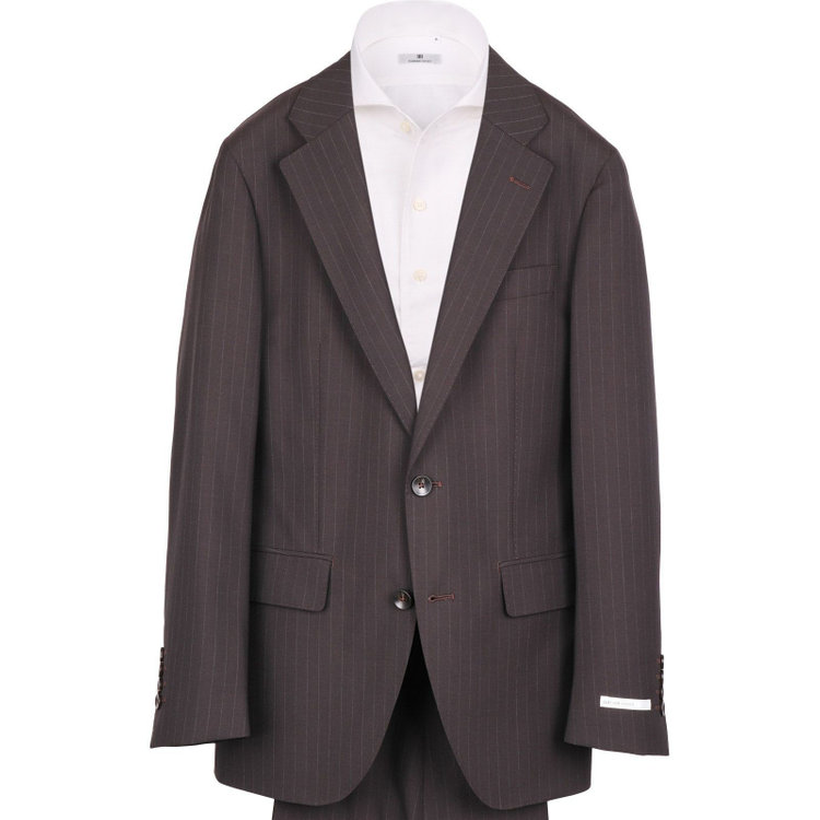 スーツセレクト 【WEB限定/OUTLET】【CLASSICO TAPERED】【春夏】2釦シングルスーツ 1タック/ブラウン×ストライプ/ウォシャブル ブラウン系(茶)