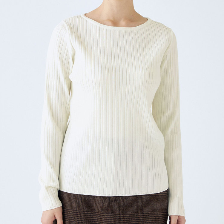 シルバーライン 【SL】【秋冬】 ボートネック ニットセーター/ホワイト/マシンウォッシャブル 白