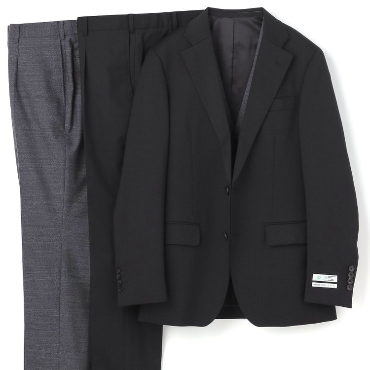シルバーライン 【CLASSICO TAPERED】【年間】【結婚式対応可】2釦シングルフォーピーススーツ 1タック/ブラック＋コーディネートパンツグレー/両面ジレ/ウエストムーブ/4S SUSTAINABILITY&ECOLOGY FABRIC/※裾上げ必要 黒
