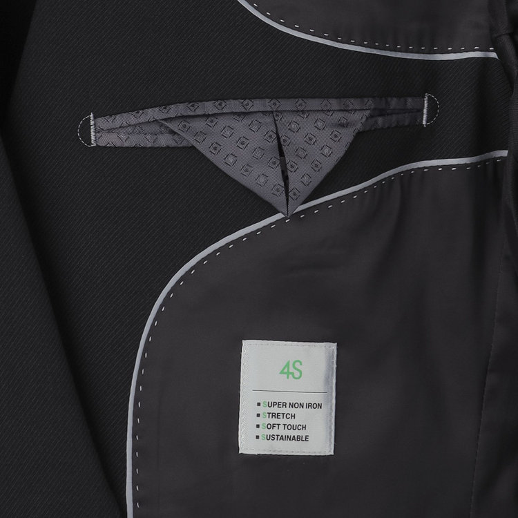 シルバーライン 【CLASSICO TAPERED】【年間】【結婚式対応可】2釦シングルフォーピーススーツ 1タック/ブラック＋コーディネートパンツグレー/両面ジレ/ウエストムーブ/4S SUSTAINABILITY&ECOLOGY FABRIC/※裾上げ必要 黒
