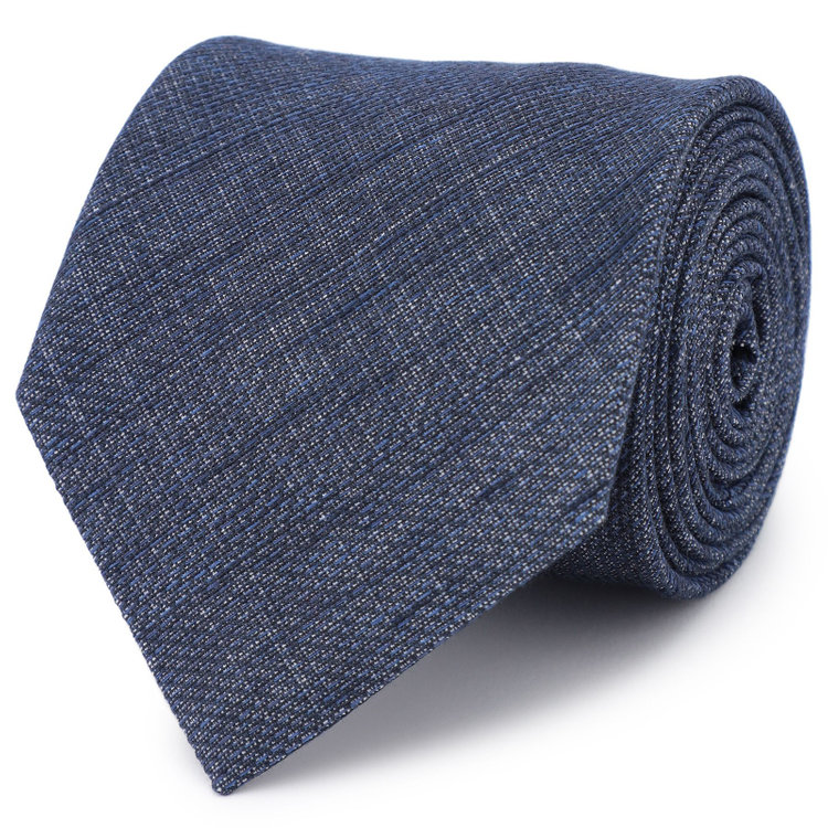 シルバーライン 【発送在庫あり】【SL】コットンシルクリネンソリッド系ネクタイ 8.5cm幅/ネイビー/ITALIAN FABRICS その他