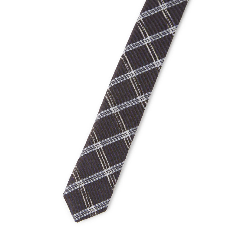 ブラックライン 【BLACK LINE】ウールシルクチェックネクタイ 7.5cm幅/ダークブラウン その他