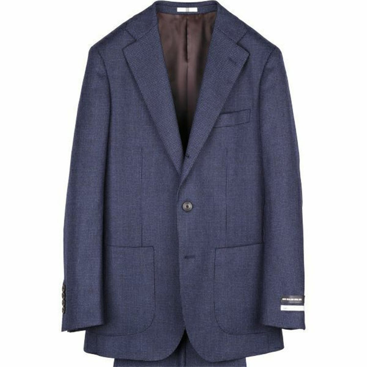 スーツセレクト 【WEB限定/OUTLET】【CLASSICO TAPERED】【秋冬】3釦段返りシングルスーツ 2タック/ネイビー＆ブラック×ハウンドトゥース/パッチポケット/サイドAJ/NEW ZEALAND WOOL MIX ネイビー系(紺)