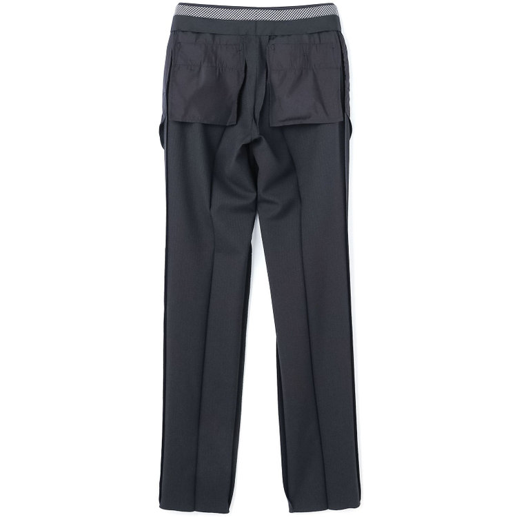 ブラックライン 【SLIM TAPERED】【年間】0タックテーパードパンツ/ダークグレー×シャドーストライプ/ウエストムーブ/ウォッシャブル/4S SUSTAINABILITY&ECOLOGY FABRIC/※裾上げ必要 グレー濃色