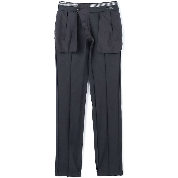 ブラックライン 【SLIM TAPERED】【年間】0タックテーパードパンツ/ダークグレー×シャドーストライプ/ウエストムーブ/ウォッシャブル/4S SUSTAINABILITY&ECOLOGY FABRIC/※裾上げ必要 グレー濃色