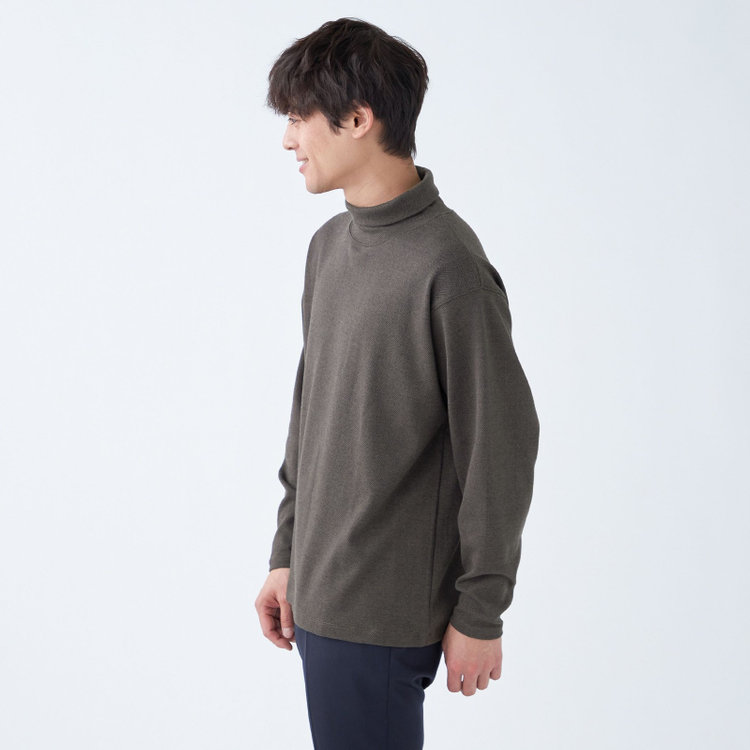 スーツセレクト 【RBC】【秋冬】オフタートルネックニット/ブラウン×ヘリンボーン 茶中間