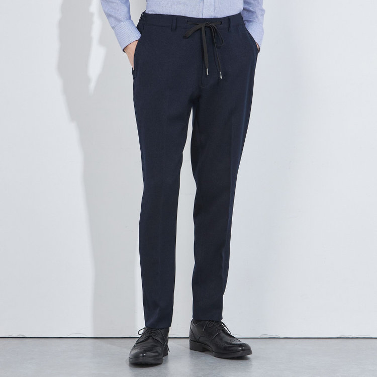 ソノタ 【BLACK LINE】【秋冬】ドローコード0タックパンツ/ネイビー/ウエストシャーリング仕様/※裾上げ済み仕様 紺中間