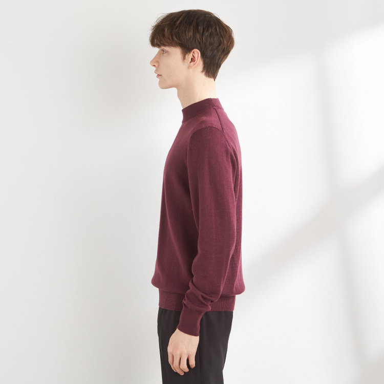 スーツセレクト 【発送在庫あり】【RBC】【秋冬】ウールモックネックニットセーター/レッド/ZEGNA BARUFFA/マシンウォッシャブル 赤中間