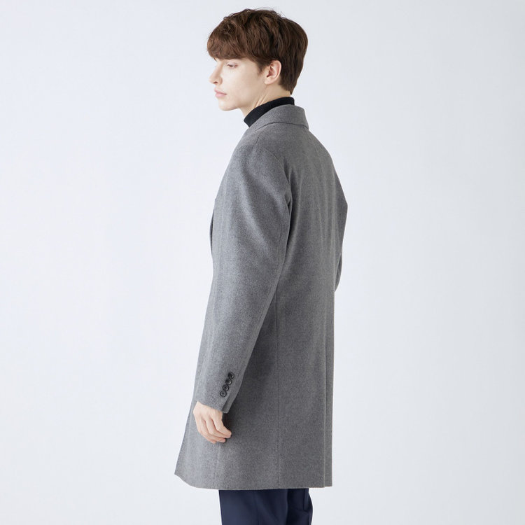 ブラックライン 【発送在庫あり】【BL】【AB体】ウールチェスターコート/グレー×ソリッド/NEW ZEALAND WOOL LIMITED EDITION グレー中間