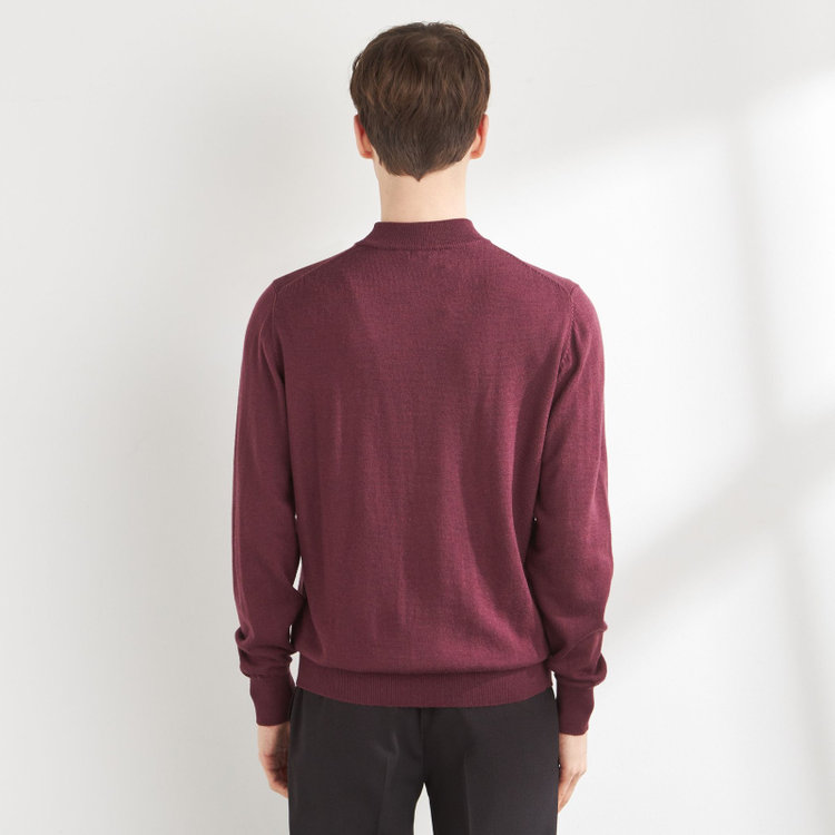 スーツセレクト 【発送在庫あり】【RBC】【秋冬】ウールモックネックニットセーター/レッド/ZEGNA BARUFFA/マシンウォッシャブル 赤中間