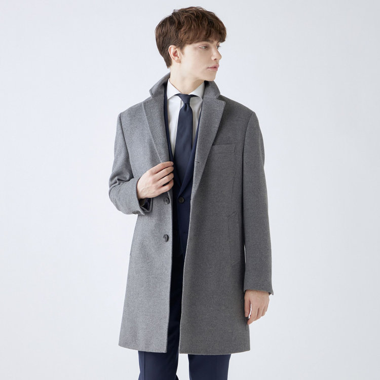 ブラックライン 【発送在庫あり】【BL】【AB体】ウールチェスターコート/グレー×ソリッド/NEW ZEALAND WOOL LIMITED EDITION グレー中間
