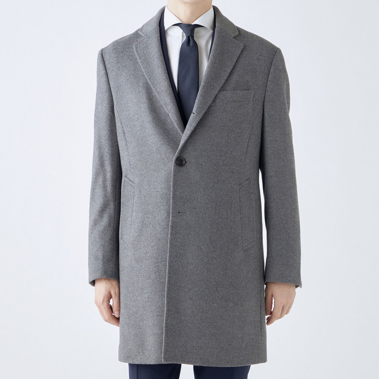 ブラックライン 【発送在庫あり】【BL】【AB体】ウールチェスターコート/グレー×ソリッド/NEW ZEALAND WOOL LIMITED EDITION グレー中間