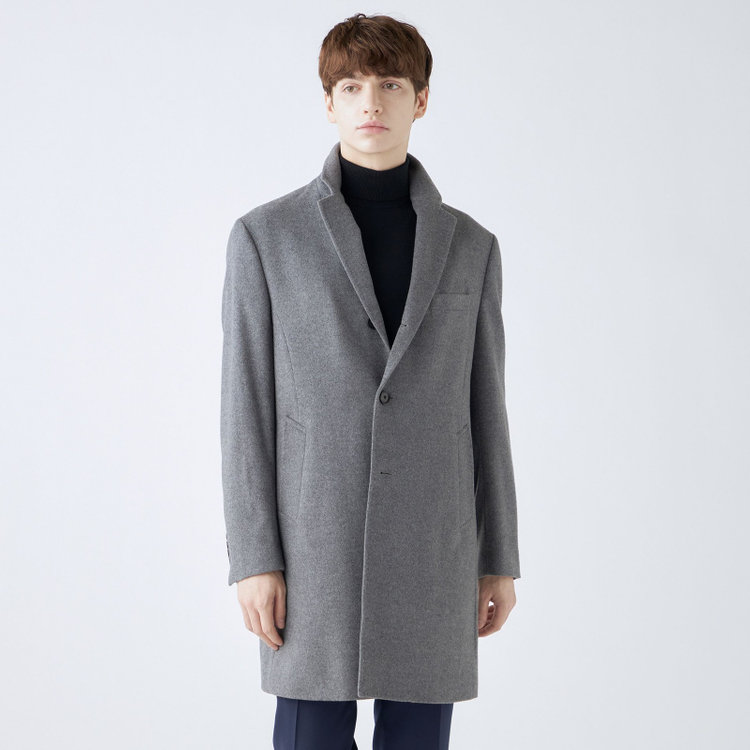 ブラックライン 【発送在庫あり】【BL】【AB体】ウールチェスターコート/グレー×ソリッド/NEW ZEALAND WOOL LIMITED EDITION グレー中間