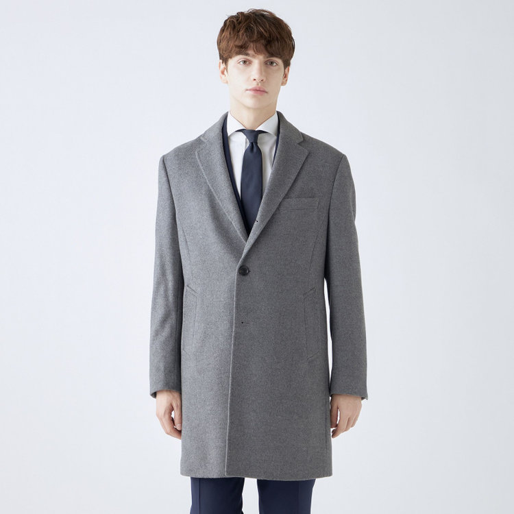 ブラックライン 【発送在庫あり】【BL】【AB体】ウールチェスターコート/グレー×ソリッド/NEW ZEALAND WOOL LIMITED EDITION グレー中間