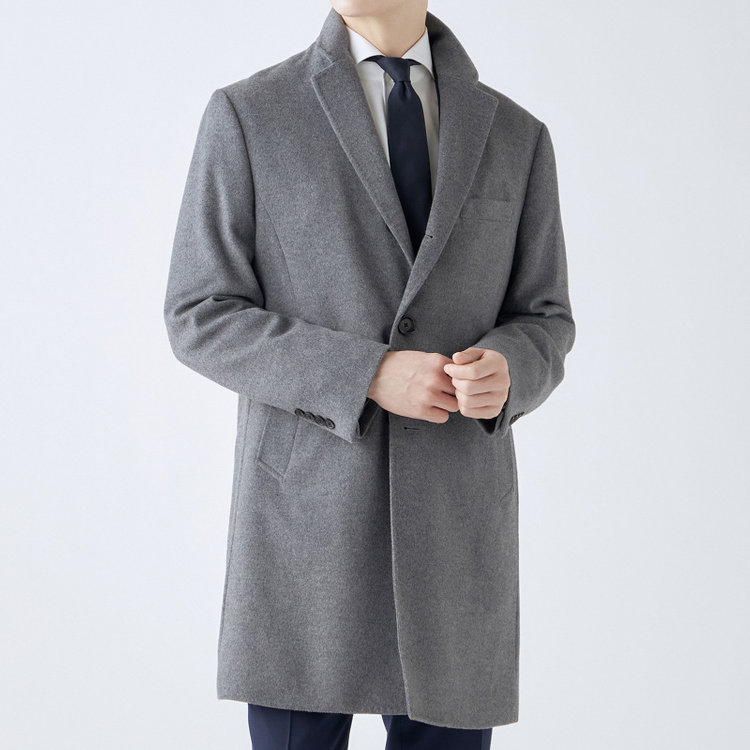 ブラックライン 【発送在庫あり】【BL】【AB体】ウールチェスターコート/グレー×ソリッド/NEW ZEALAND WOOL LIMITED EDITION グレー中間