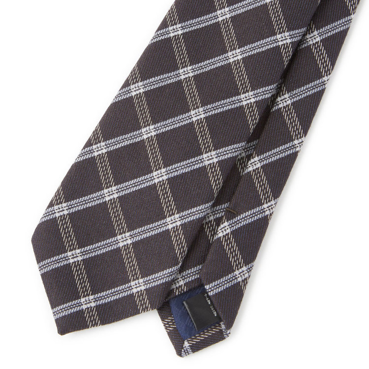 ブラックライン 【BLACK LINE】ウールシルクチェックネクタイ 7.5cm幅/ダークブラウン その他