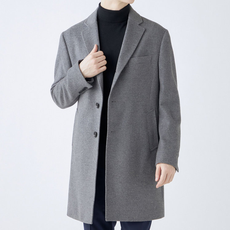 ブラックライン 【発送在庫あり】【BL】【AB体】ウールチェスターコート/グレー×ソリッド/NEW ZEALAND WOOL LIMITED EDITION グレー中間