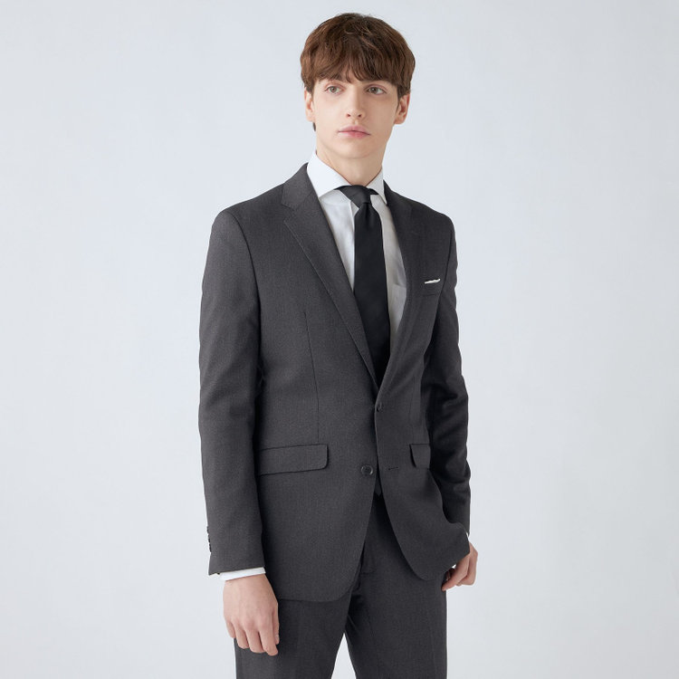 ブラックライン 【SLIM TAPERED_2】【年間】2釦シングルスーツ 0タック/グレー/ウエストシャーリング/4S/※パンツ裾上げ済仕様 グレー濃色