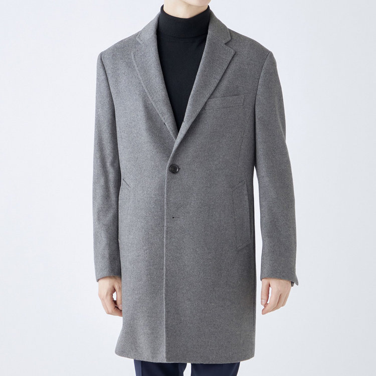 ブラックライン 【発送在庫あり】【BL】【AB体】ウールチェスターコート/グレー×ソリッド/NEW ZEALAND WOOL LIMITED EDITION グレー中間