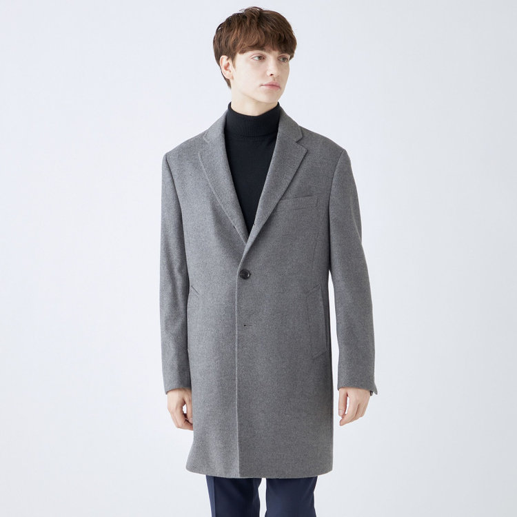 ブラックライン 【発送在庫あり】【BL】【AB体】ウールチェスターコート/グレー×ソリッド/NEW ZEALAND WOOL LIMITED EDITION グレー中間