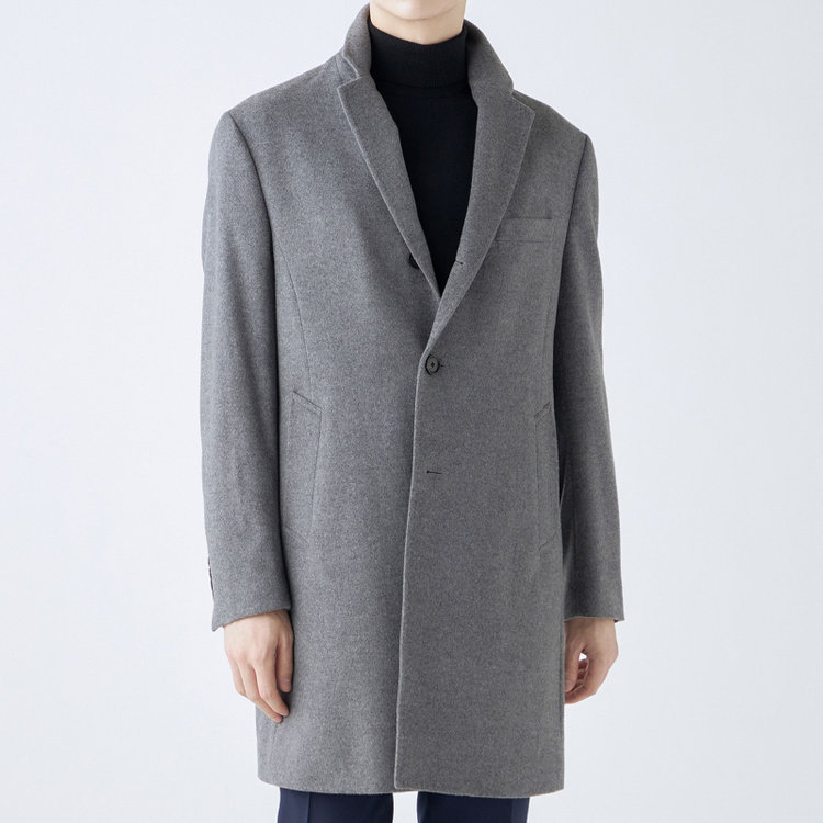 ブラックライン 【発送在庫あり】【BL】【AB体】ウールチェスターコート/グレー×ソリッド/NEW ZEALAND WOOL LIMITED EDITION グレー中間
