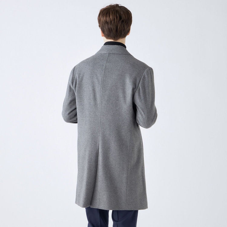 ブラックライン 【発送在庫あり】【BL】【AB体】ウールチェスターコート/グレー×ソリッド/NEW ZEALAND WOOL LIMITED EDITION グレー中間