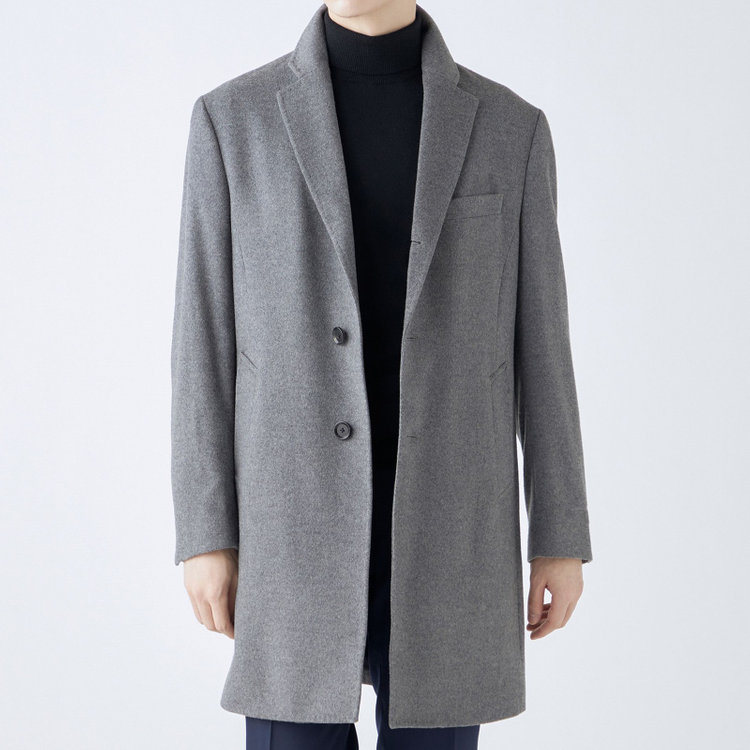 ブラックライン 【発送在庫あり】【BL】【AB体】ウールチェスターコート/グレー×ソリッド/NEW ZEALAND WOOL LIMITED EDITION グレー中間