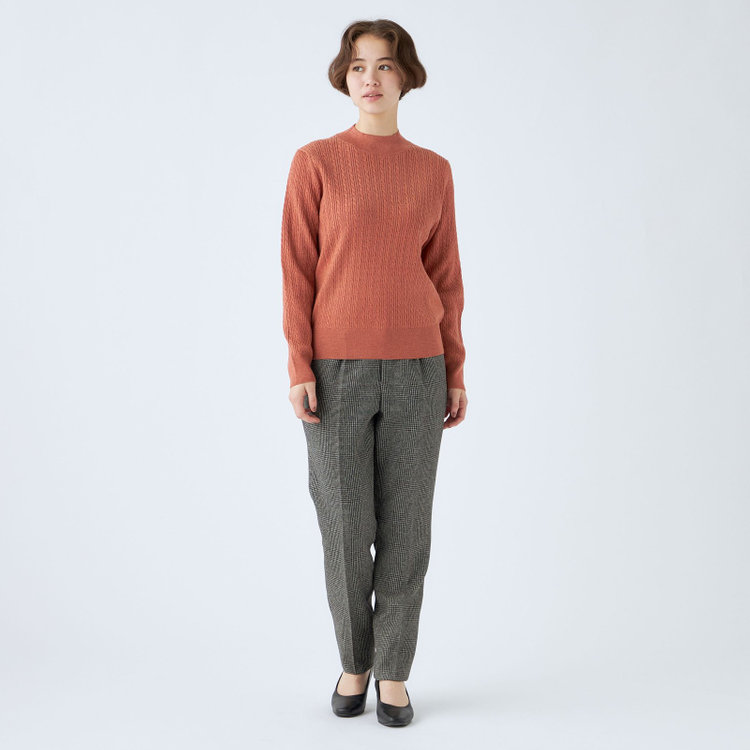 シルバーライン 【SL】【秋冬】 ハイネック ニットセーター/オレンジ/マシンウォッシャブル 橙淡色