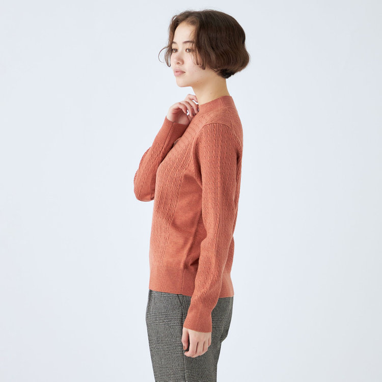 シルバーライン 【SL】【秋冬】 ハイネック ニットセーター/オレンジ/マシンウォッシャブル 橙淡色