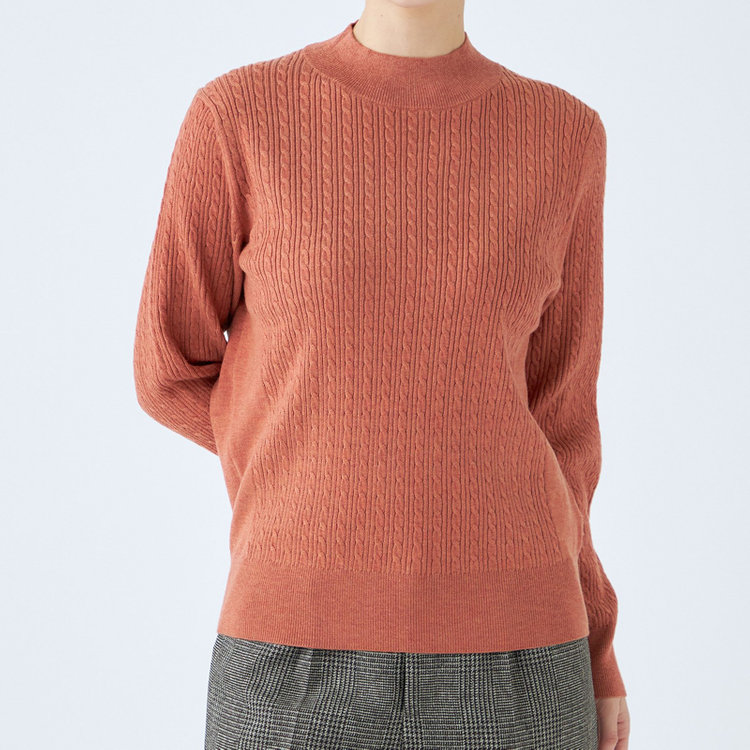 シルバーライン 【SL】【秋冬】 ハイネック ニットセーター/オレンジ/マシンウォッシャブル 橙淡色