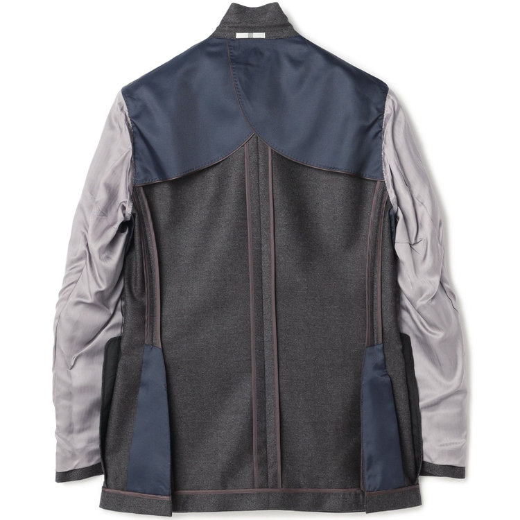 シルバーライン 【発送在庫あり】【CLASSICO TAPERED】【秋冬】3釦段返りシングルスーツ 2タック/グレー×ヘリンボーン/ウエストムーブ/MARZOTTO/※裾上げ必要 グレー濃色