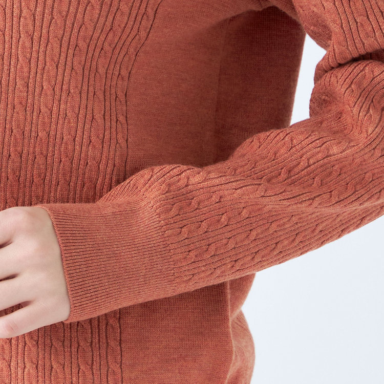 シルバーライン 【SL】【秋冬】 ハイネック ニットセーター/オレンジ/マシンウォッシャブル 橙淡色