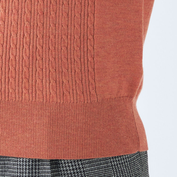 シルバーライン 【SL】【秋冬】 ハイネック ニットセーター/オレンジ/マシンウォッシャブル 橙淡色