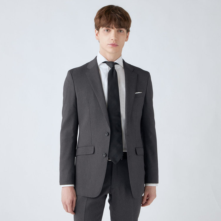 ブラックライン 【SLIM TAPERED_2】【年間】2釦シングルスーツ 0タック/グレー/ウエストシャーリング/4S/※パンツ裾上げ済仕様 グレー濃色