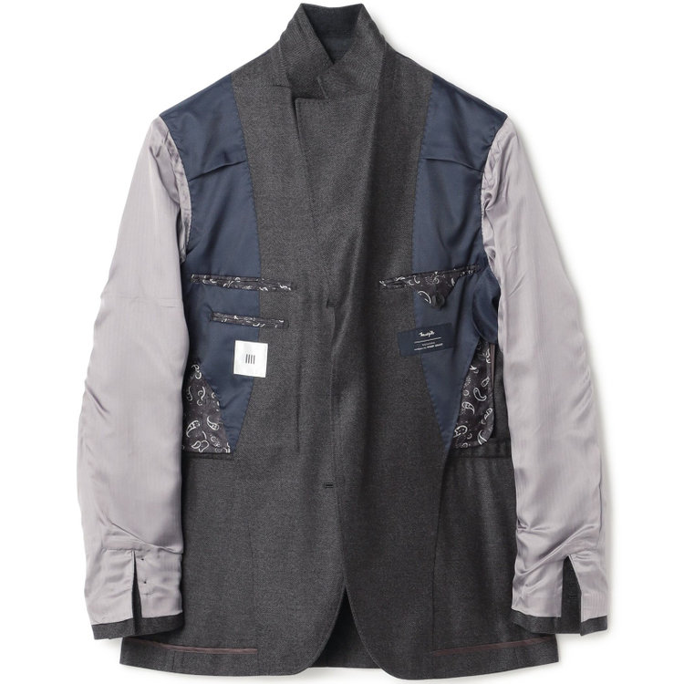 シルバーライン 【発送在庫あり】【CLASSICO TAPERED】【秋冬】3釦段返りシングルスーツ 2タック/グレー×ヘリンボーン/ウエストムーブ/MARZOTTO/※裾上げ必要 グレー濃色