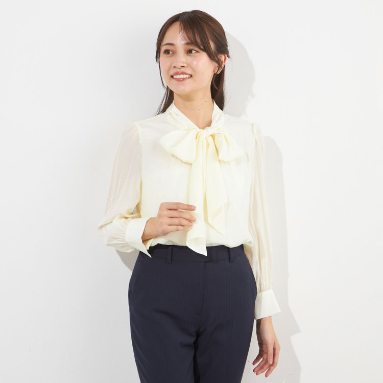 サマンサ 【SUIT SELECT×Samantha Thavasa】【長袖】リボンブラウス/イエロー 黄中間